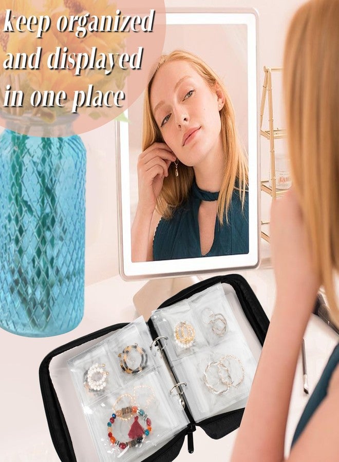 LingLingo Travel Jewelry Organizer Case Transparent Jewelry Storage Book Binder Bag for Earrings, Rings, Necklace, Bracelet,Black - Image 3